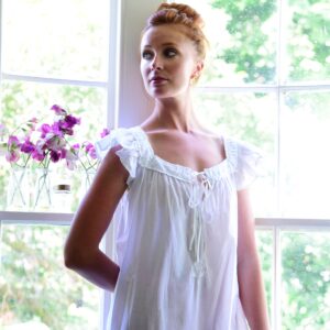 Margo Sleeveless Cotton White Nightdress by Powell Craft