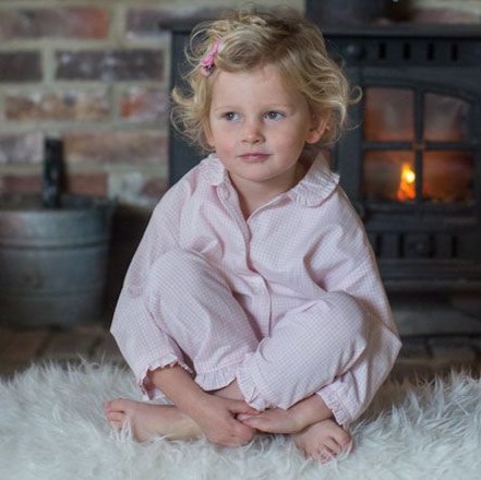 Pink gingham pyjamas with frill