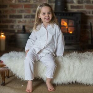 Pink star brushed cotton winter pyjamas for toddlers and girls